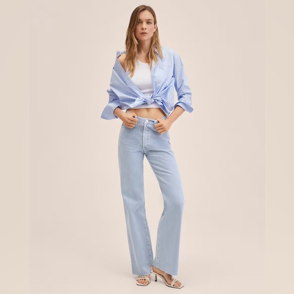 Mango Denim - BRAND NEW Mango High-waist Wide Leg Raw Hem Denim  Sz 2